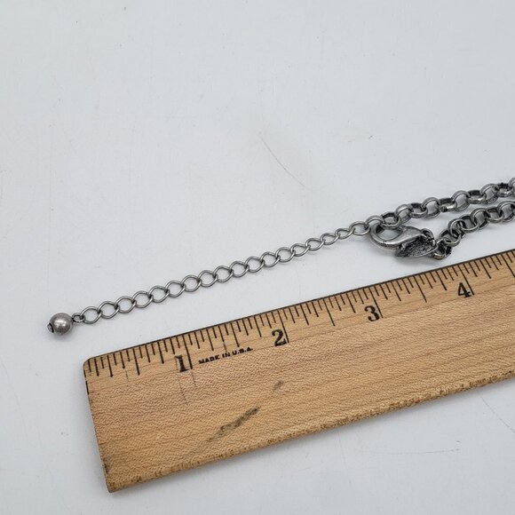 Laura Ashley Teardrop Gemstone Boho Tribal Silver Links Statement Necklace - Picture 8 of 9